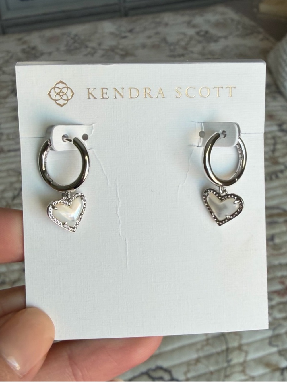 Kendra Scott Silver Hoop Earrings with Heart Charms